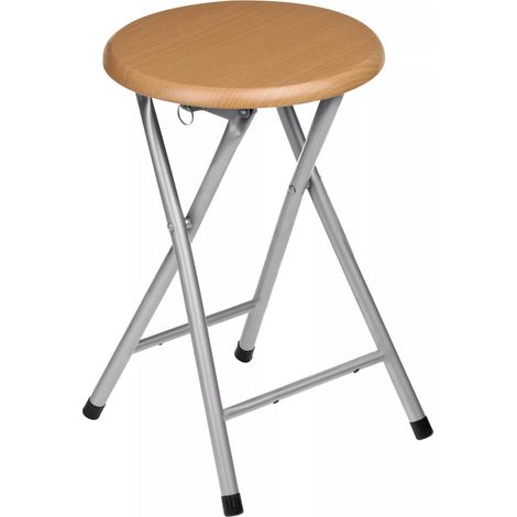 Premier Housewares Wood Veneer Seat Folding Stool (1/6)