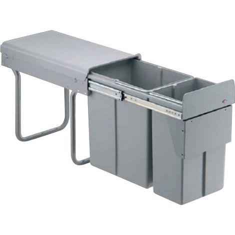 Poubelle coulissante 2 bacs 30L – Ouverture automatique – Hauteur 385 mm – Largeur 254 mm – Métal et plastique – Pour caisson 300 mm – Wesco