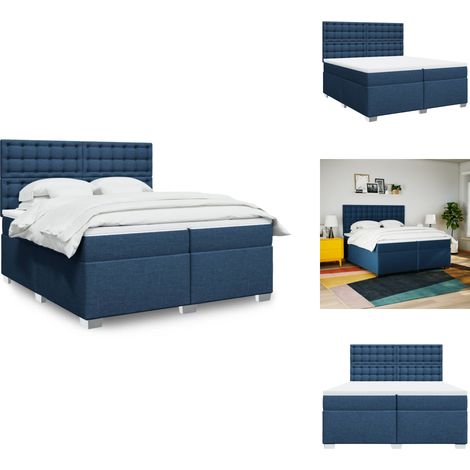 Boxspringbett mit Matratze Blau 200x200 cm Stoff - Boxspringbett - Doppelbett - Bettsofa - Schlafsystem - Blau (1/5)