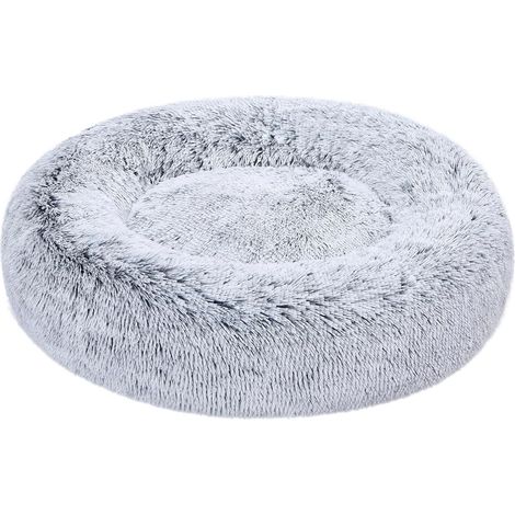 Weiches Haustierbett aus Kunstfell in Donut-Form, für Hunde, maschinenwaschbar, 70 cm, grau