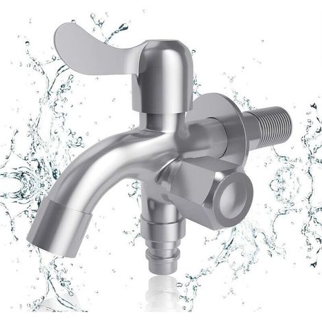 YMYNY Robinet double 1/2" en acier inoxydable 304 pour machine à laver, lave-vaisselle, jardin, maison et industrie, résistant au gel
