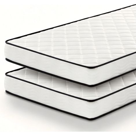 Lot de 2 matelas mousse 90x190cm – Épaisseur 15 cm – Mousse à mémoire de forme haute densité – 7 zones de confort (1/5)