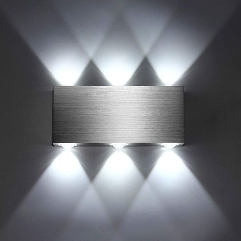 Applique Murale LED 18W Intérieur Lampe Murale Moderne Carré Up Down en Aluminium Eclairage Décoration Lumière pour Chambre a Coucher Bureau Lit Couloir Salon Htel Bar Blanc Froid [Classe éner (1/5)