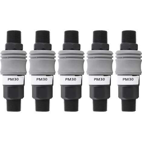 Lot de 5 raccords rapides auto-bloquants type C SM+PM-30 pour machines et électronique (1/5)