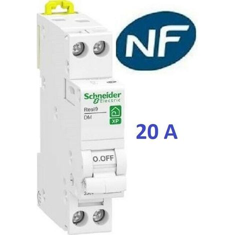 Schneider – Disjoncteur unipolaire 1P+N 20A courbe C – Pouvoir de coupure 3kA – Type de connexion à vis – Pour installations électriques professionnelles (1/2)