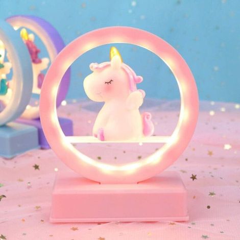 YMYNY Veilleuse LED, boîte à musique licorne avec lumière LED, lampe de table licorne pour filles, cadeau d'anniversaire de Noël (1 pièce, rose) (1/5)
