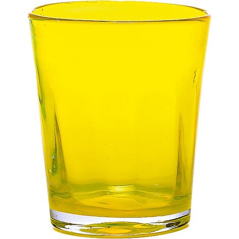Zafferano Lot De 6 Verres Bei Tumbler En Verre Coloré Jaune, Fabrication Artisanale À La Main, Design Élégant Pour La Table Quotidienne