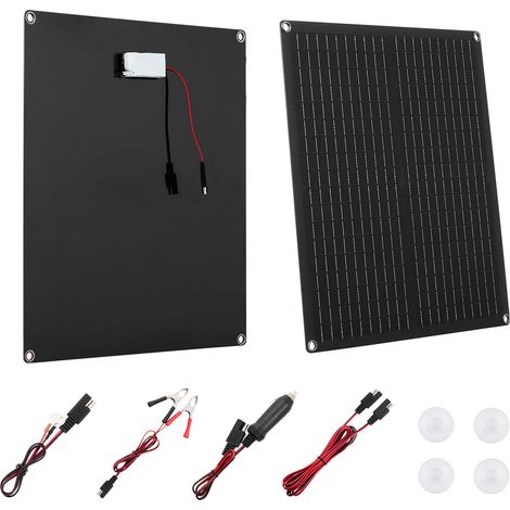 VEVOR Pannello Caricabatteria Solare da 30 W 12 V, Caricabatteria Solare Regolatore Integrato 3 Cavi di Collegamento, Impermeabile IP67, Portatile per Camper, Auto, Moto, Barche, Furgoni (1/5)