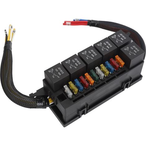 Coffret Relais Fusibles 12V 6 Relais 11 Fusibles ATC/ATO Étanche Boîtier pour Auto Bateau (1/5)