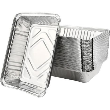 Barquette Aluminium - 1000 ml - 22 x 15 x 5,5 cm - Pour Barbecue Four Cuisson - Jetable - Lot de 1 (1/4)