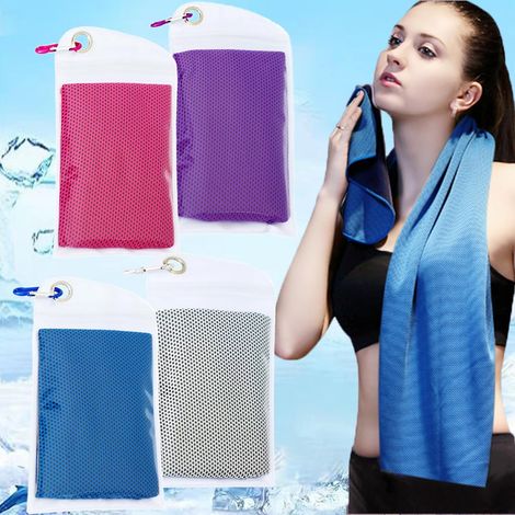 4 Pack Serviette de Refroidissement,Serviette Sport Serviette Rafraîchissante,Serviette de Glace Cooling Towel Serviette Sport Musculation,pour Yoga,Voyages,Golf,Gym,Camping,Fitness,Course
