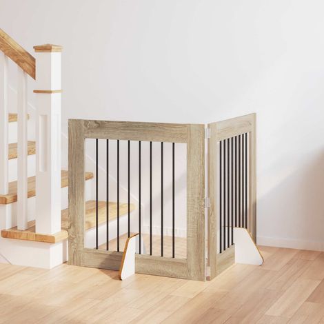 Cancello per cani con supporti 2 pcs Rovere Sonoma 80 x 80 cm vidaXL