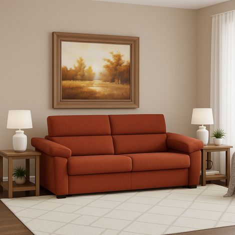 Sofá Cama 2 Plazas Contrada, Desenfundable, con Almacenamiento Made in Italy, Apertura de Libro, 205x95 cm Naranja (1/5)
