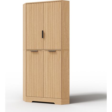 Armario esquinero de 4 puertas con estantes ajustables 60 x 60 x 172 cm de MDF natural MODENUIT (1/5)