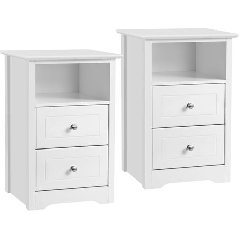 Homevive 2pcs Mesitas de Noche con Dos Cajones Mesillas de Noche para Dormitorio Cajonera para Cama Negro 40x35x60cm Blanco (1/5)