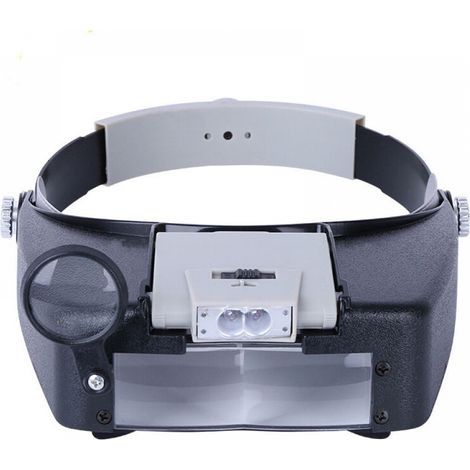Lupa de diadema para relojeros, joyeros, lectura, uso manos libres con iluminación LED, color gris. (1/4)