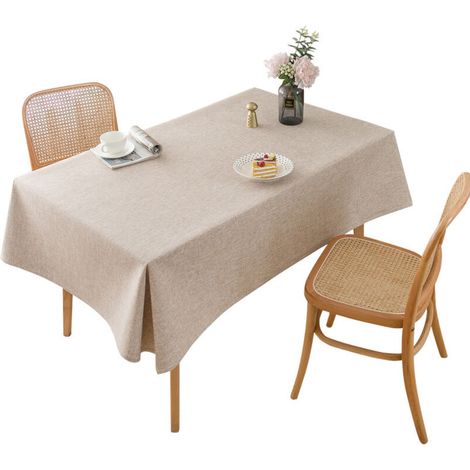 Nappe unie en polyester couleur café au lait - 90 × 130 cm - simple et élégante - (1/5)