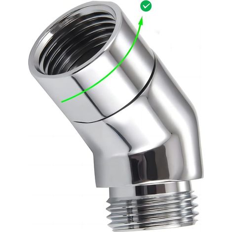 Adaptateur de pommeau de douche, adaptateur coudé en laiton massif à 135 degrés, connecteur d'extension de tête de douche G1/2" (chromé) (rotatif) (1/5)