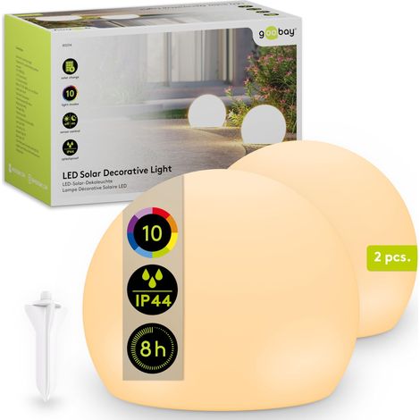 goobay Set da 2 sfere LED solari da 20 cm - luminose RGB per esterni, resistenti alle intemperie Solare decorativa per terrazza, balcone, giardino 10 modalità di illuminazione e picchetto da terra (1/5)