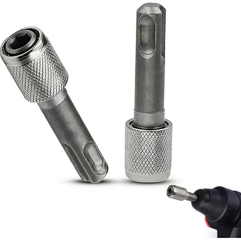 Adaptateur de Douille SDS-Plus 6,35mm (1/4'') 2 Pièces - Convertisseur de Tige Ronde à Hexagonale pour Forets à Percussion (1/5)