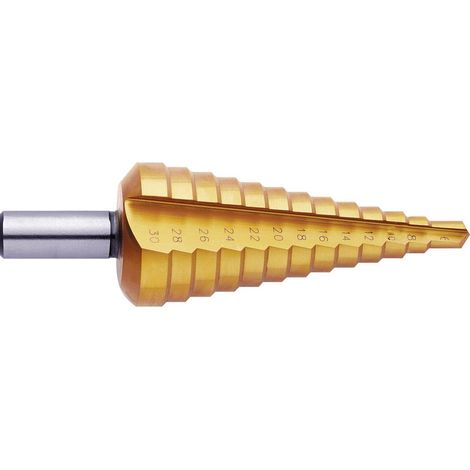 Exact 5347 HSS Punta a gradini Lunghezza totale 67 mm TiN Alberino a 3 facce 1 pz.