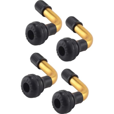 4 valves de pneu coudées à enclenchement rapide en caoutchouc et laiton (1/4)