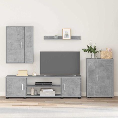TV Cabinet Set Concrete Grey Engineered wood vidaXL (1/4)