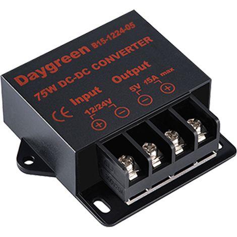 12V/24V DC Down Converter - 12V Voltage Regulator Buck Converter Power Transformer, 12V/24V to 5V 15A