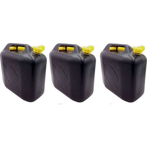 3x Benzinkanister 20L Kraftstoffkanister Reserve Kanister schwarz Kunststoff