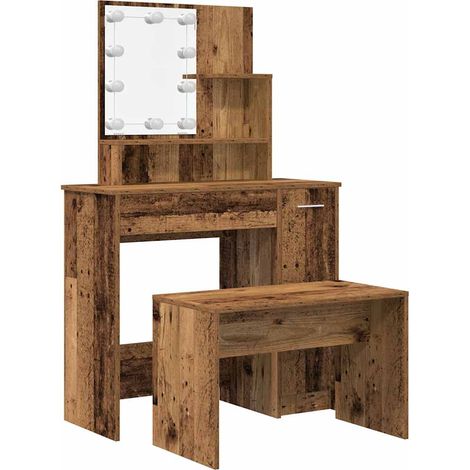 Maison Exclusive - Schminktisch-Set mit LED-Leuchten Altholz-Opti