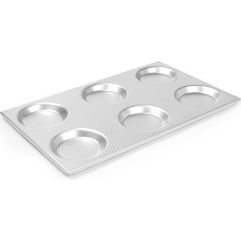 Teglia in alluminio GN 1/1 con forme rotonde 125mm 530x325mm Hendi 808740