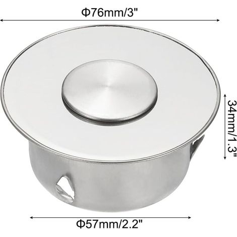 Bouchon pour Tuyau, Cache-trou de cheminée, Cache Tuyau, Couvercle De Trou De Cheminée,Bouchon Cheminée Perforé en Acier Inoxydable Ø 63mm Profondeur 34mm, argent (1/4)