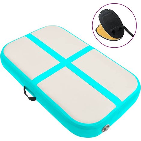 Tapis gonflable de gymnastique avec pompe 60x100x10 cm PVC Vert (1/5)