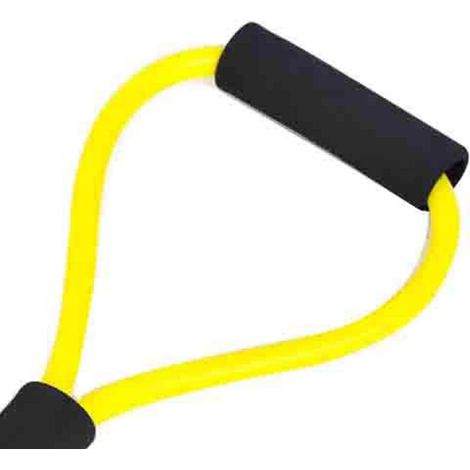 Elastisches Widerstandsband in Achterform, ideal für Fitness und Indoor-Übungen (gelb). (1/5)