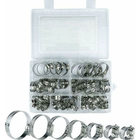 Collier Serrage Inox,60 PCS Collier Serrage,8-38mm 7 Tailles Différentes,Pour Piscines,Linge,Vaisselle,Conduites D'eau Domestiques (1/5)