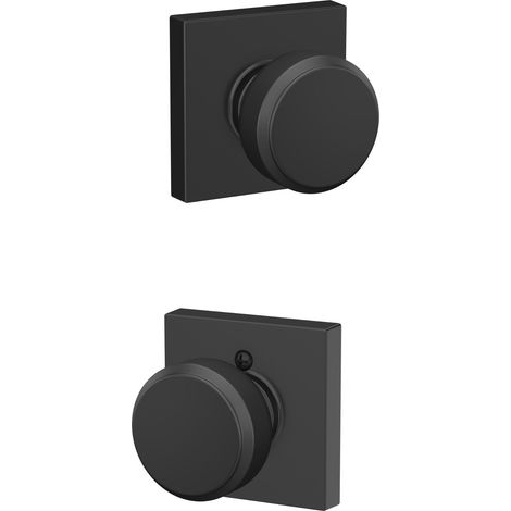 F10 BWE 622 COL Bouton Bowery avec garniture Collins Serrure de porte d'entrée et de placard, noir mat (1/5)