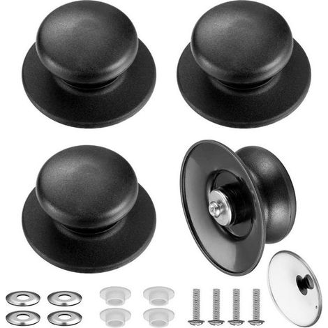 Paquet de 4 Casserole Couvercle Boutons, Boutons de Couvercle de Pot, Ustensiles de Cuisine Remplacement Boutons Universelle, Bouchons Poignées de (1/5)