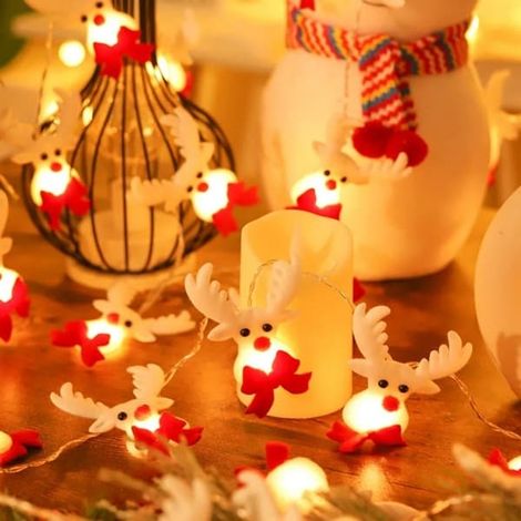 Guirlande lumineuse de Noël en forme de cerf pour la décoration de la maison et du jardin, 1,5 m, 10 LED, modèle USB (1/4)