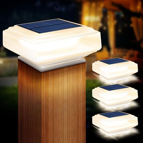 Solar Pfostenkappen Licht, 2 Stück Solar Pfostenleuchte, 30LED Solar Zaunpfosten Lampe, für Garten Terrasse Zaun 4x4 5x5 6x6 Zoll Hölzerne Pfäle (1/5)