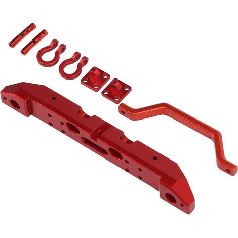 RC-Frontstoßstange mit simulierten Scheinwerfern aus Aluminiumlegierung für AXIAL SCX24 1/24 RC-Crawler, rot (1/5)