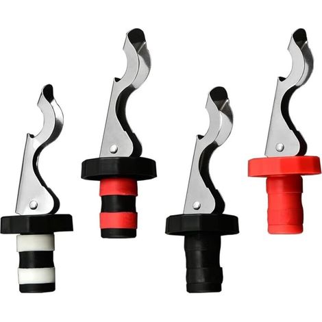 Juego de cuatro tapones de goma elásticos y a prueba de fugas para botellas de vino y champán, tapones reutilizables para almacenar bebidas - Crezuo