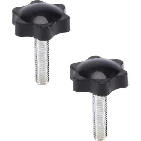 2 Bouton De Serrage À Tête Étoilée Noire M8 X 30 Mm Avec Filetage Mâle 32