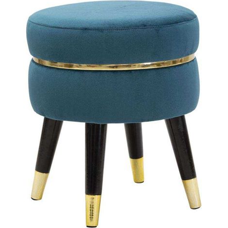 STOOL PARIS TEAL/GOLD CM Ø 35X40,5 (1/4)