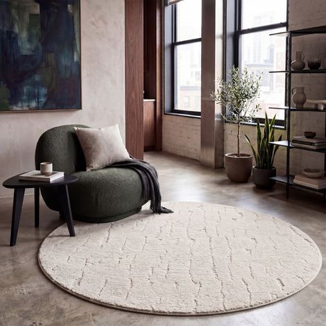 Paco Home Teppich Wohnzimmer Hochflor Skandinavisch Boho 3D Flauschig Waschbar Deko Creme 120 cm Rund