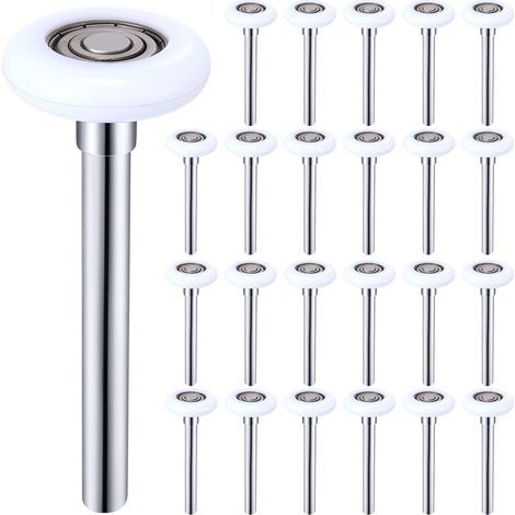Lot de 24 roulettes de porte de garage en nylon blanc de 5 cm (2 po) de diamètre, résistantes, pour portes de garage de 5 cm (2 po), tige de 12 cm (4,7 po), silencieuses, haute résistance, 6200ZZ, dou (1/5)