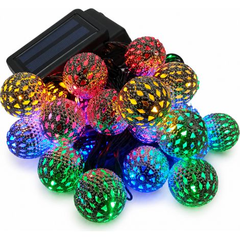 Guirlande LED à Boules Marocaines Multicolores, 40 LED, 8 Modes, Télécommande, Boîtier à Piles Étanche (1/5)