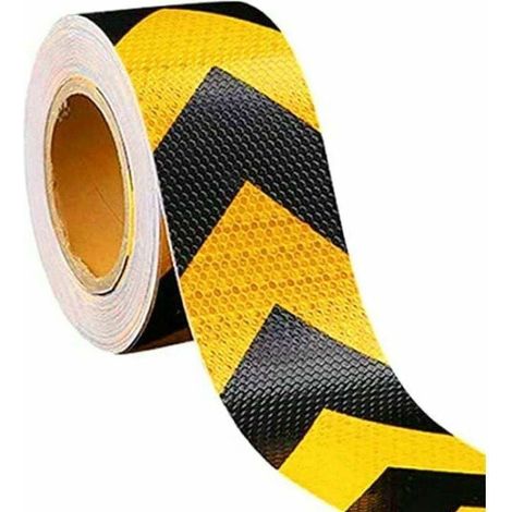 Autocollant Danger Arrow Ruban Réfléchissant Jaune et Noir Bande Reflechissante Ruban de Signalisation Réflecteur Ruban Adhésif de Sécurité Conspicuity Ruban Davertissement (1/4)
