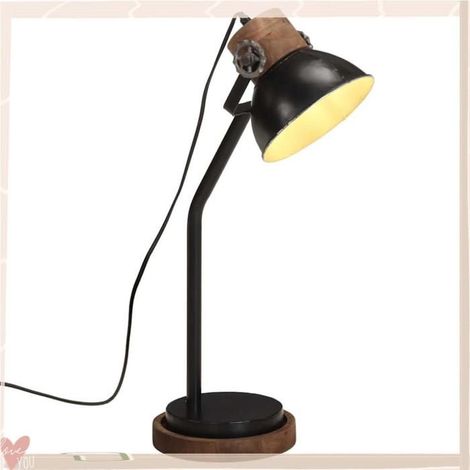 Lampe de bureau - VINGVO - 371951 - 25W E27 - Style industriel - Bois manguier massif (1/5)