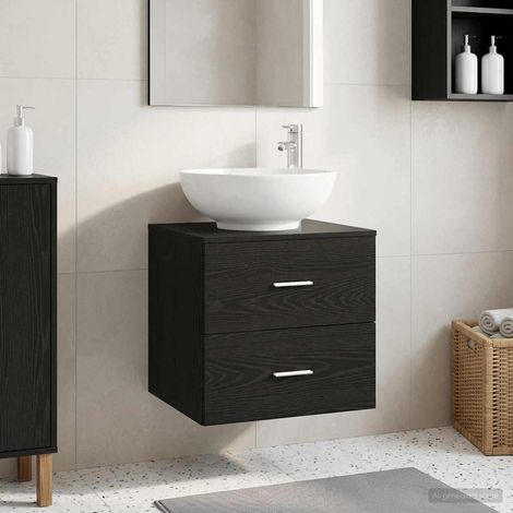 vidaXL Mobile Lavabo da Parete Rovere Nero 49,5 x 44,5 x 66,5 cm