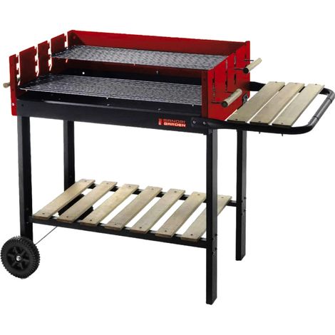 Sandrigarden SG 73-53 Barbecue a Carbone 73x53 cm 2 Griglie Cromate Regolabili Paravento con Ruote (1/3)
